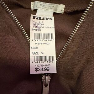 Full Tilt Brown Zip Hoodie with Metal Zipper